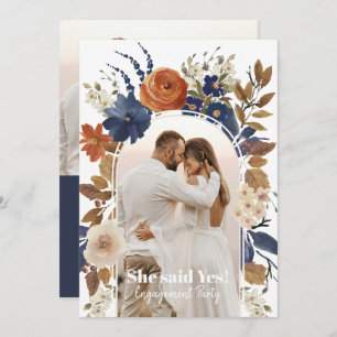 Floral Arch Photo Engagement Party Invitation