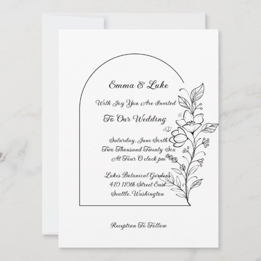 Floral Arch Wedding Invitation Kaart (Voorkant)