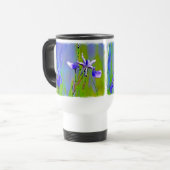 Floral Art Blue Iris Waterverf Reisbeker (Voorkant links)