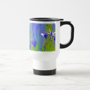 Floral Art Blue Iris Waterverf Reisbeker