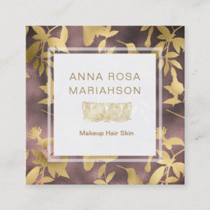 *~* Floral Art Deco Gold Bird Pattern Vierkante Visitekaartje