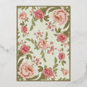 Floral Art Déco Sage Green Foil Invitation (Verso)