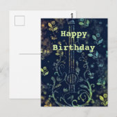 Floral Art Guitar Verjaardag Kaart (Voorkant / Achterkant)