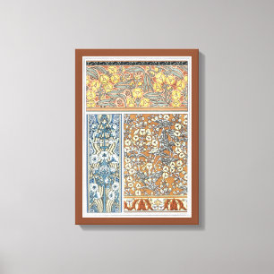  Floral Art Nouveau, Arrowiad Flowers Canvas Afdruk