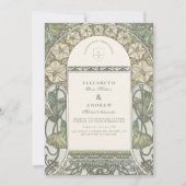 Floral Art Nouveau Greenery bruiloft Kaart (Voorkant)