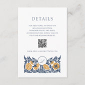 Floral Art Nouveau Monogram Details Kaart met QR (Voorkant)