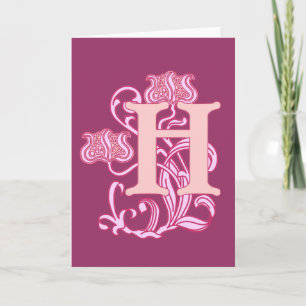 Floral Art Nouveau Monogram Notitiekaartje