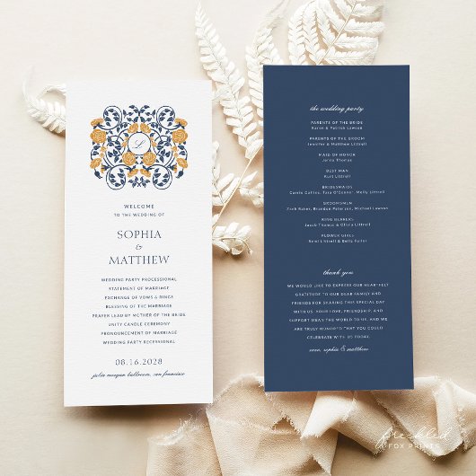 Floral Art Nouveau Monogram Trouwprogramma