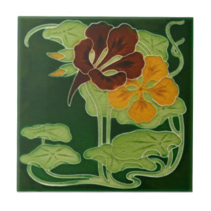 Floral Art Nouveau Olivant c 1900 Reproduction Tegeltje
