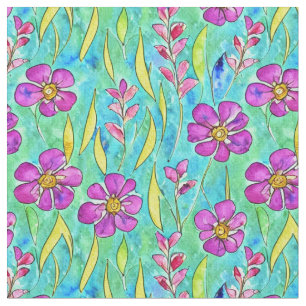 Floral Art Nouveau Waterverf Pattern Stof