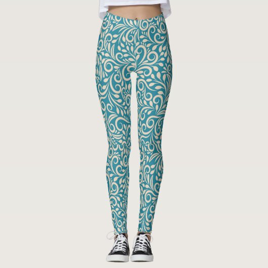 Floral Art Pattern Design Leggings (Voorkant)