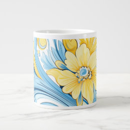 Floral art pattern Extra-Large Mug Extra Grote Beker