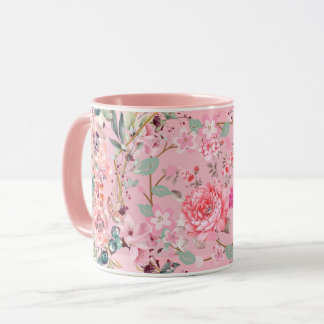 Floral Art, Roze Floral Wreath, Roze Kunst Mok