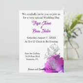 Floral Artistic Boho Waterverf Paarse bruiloft Kaart (Staand voorkant)
