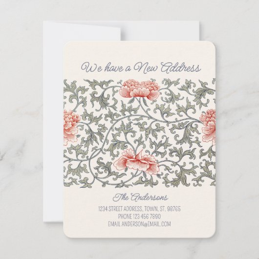  Floral Asian William Morris style CC1289 Moving Aankondiging (Voorkant)