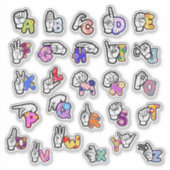 Floral ASL Alphabet Sticker (Voorkant)