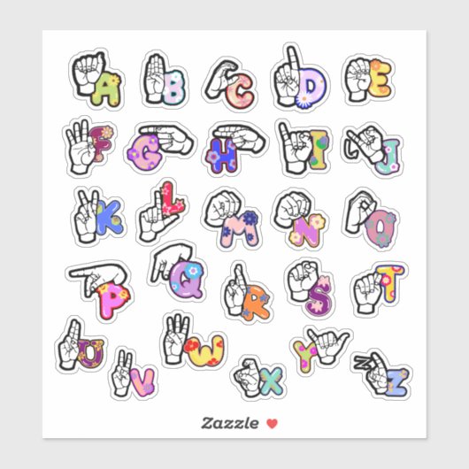 Floral ASL Alphabet Sticker (Vel)