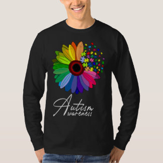 Floral Autism Awareness Daisy Flower for Men Women T-shirt