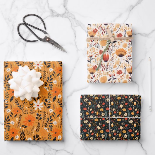 Floral Automne Motif Envelopper les feuilles de pa (Recto)