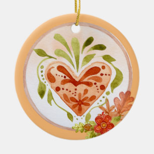 Floral Autumn hart Keramisch Ornament