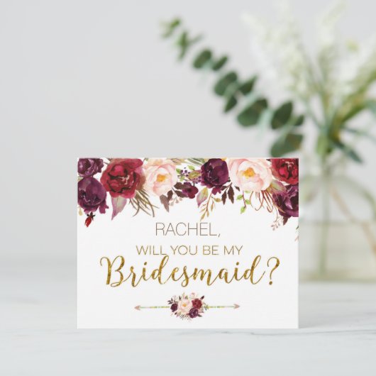 Floral Autumn wordt mijn bruidsmeisje Kaart (Staand voorkant)