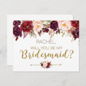 Floral Autumn wordt mijn bruidsmeisje Kaart (Voorkant / Achterkant)
