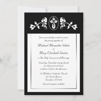 Floral avec croix - Mariage orthodoxe Invitations