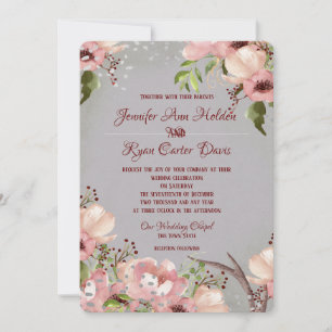 Floral avec Faire-part de mariage d'aquarelle Antl