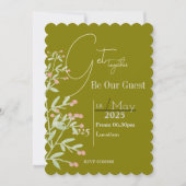 Floral avec vert s'unissant Invitation (Devant)