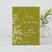 Floral avec vert s'unissant Invitation (Debout devant)