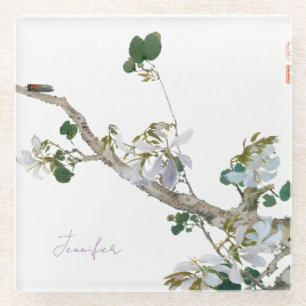  Floral Aziatische Stijl Lithograph Naam Glazen Onderzetter