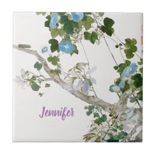  Floral Aziatische stijl pastel kleuren naam Tegeltje