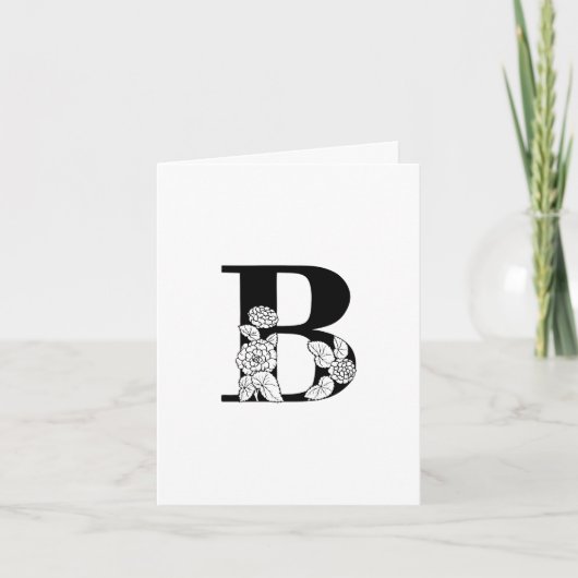 Floral B Monogram op wit Notitiekaartje (Voorkant)