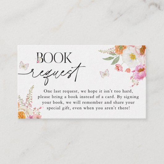 Floral Baby Bloom Baby Shower Book Request Insert Informatiekaartje (Voorkant)