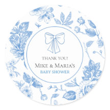 Floral baby boy baby shower Sticker