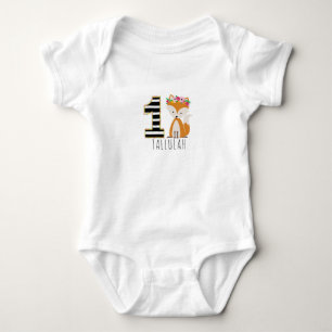 Floral Baby Fox Stripes Eerste Verjaardag Shirt