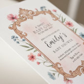 Floral Baby Girl Shower Invitation Frame