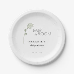 Floral Baby in Bloom Baby Shower Papieren Bordje