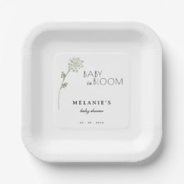Floral Baby in Bloom Baby Shower Papieren Bordje