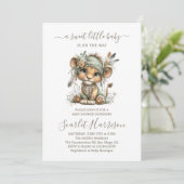 Floral baby lion Baby Shower Invitation (Debout devant)
