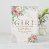 Floral Baby Meisje Douche Kaart (Staand voorkant)