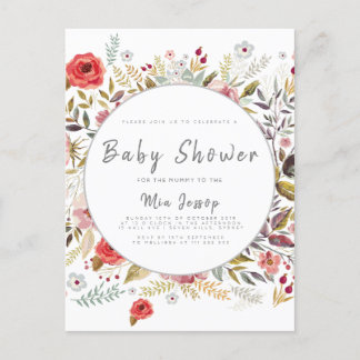 Floral Baby shower Baby Girl Uitnodiging