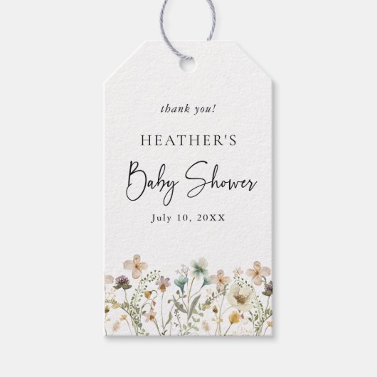 Floral Baby shower Cadeaulabel (Voorkant)