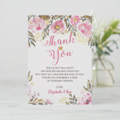 Floral Baby shower Dank je kaarten (Staand voorkant)