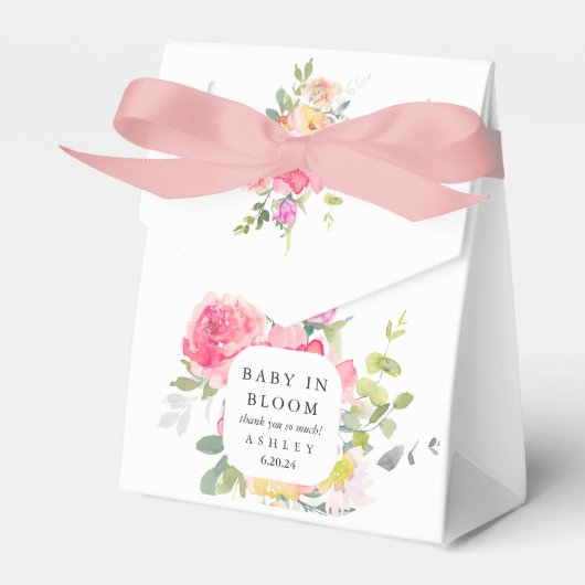 Floral Baby shower Dank u Waterverf Bedankdoosjes (Voorkant Zijde)