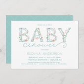 Floral Baby shower Invitation - Custom Invite Kaart (Voorkant / Achterkant)