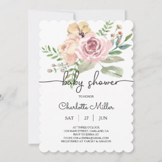 Floral Baby shower Invitation FB10 Save The Date