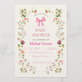 Floral Baby Shower Invitation | Soft Pink waterco Kaart