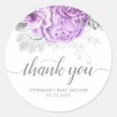 Floral Baby shower Lavender Hartelijk dank Ronde Sticker (Voorkant)