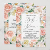 Floral Baby shower meisje Kaart (Voorkant / Achterkant)